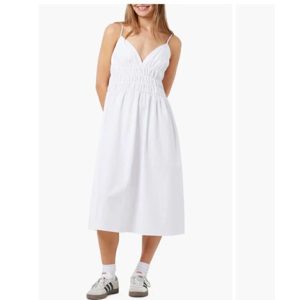 Noisy May ingrid smocked dress bright white Large